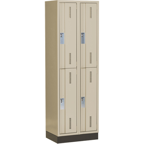 Concorde Heavy-Duty Lockers, 2 -tier, Bank of 2, 24" x 18" x 76", Steel, Beige, Welded (Assembled) Haskins Industrial Inc.