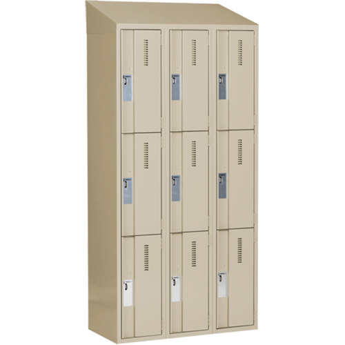 Concorde Heavy-Duty Lockers, 3 -tier, Bank of 3, 36" x 18" x 78", Steel, Beige, Welded (Assembled) Haskins Industrial Inc.