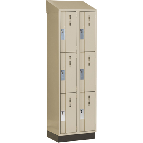 Concorde Heavy-Duty Lockers, 3 -tier, Bank of 2, 24" x 18" x 82", Steel, Beige, Welded (Assembled) Haskins Industrial Inc.