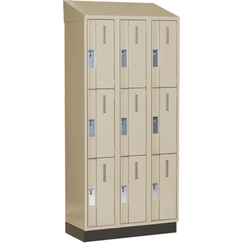 Concorde Heavy-Duty Lockers, 3 -tier, Bank of 3, 36" x 18" x 82", Steel, Beige, Welded (Assembled) Haskins Industrial Inc.