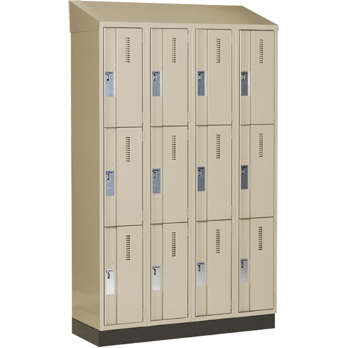 Concorde Heavy-Duty Lockers, 3 -tier, Bank of 4, 48" x 18" x 82", Steel, Beige, Welded (Assembled) Haskins Industrial Inc.