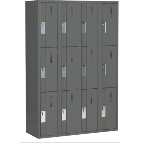 Casiers robustes Concorde, 3 niveaux, Bloc de 4, 48" x 18" x 72", Acier, Charbon, Soud&eacute; (assembl&eacute;) Haskins Industrial Inc.