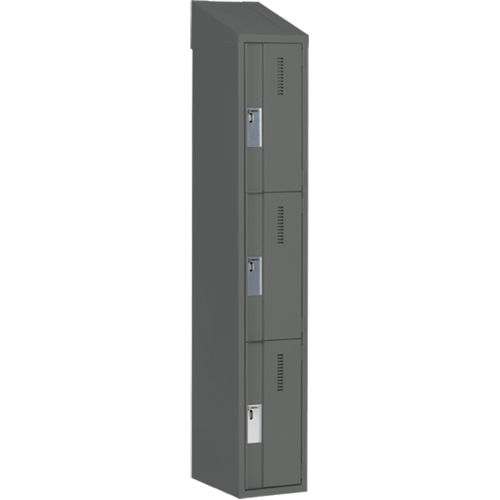 Concorde Heavy-Duty Lockers, 3 -tier, 12" x 18" x 78", Steel, Charcoal, Welded (Assembled) Haskins Industrial Inc.