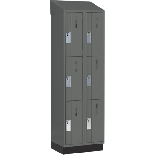 Concorde Heavy-Duty Lockers, 3 -tier, Bank of 2, 24" x 18" x 82", Steel, Charcoal, Welded (Assembled) Haskins Industrial Inc.