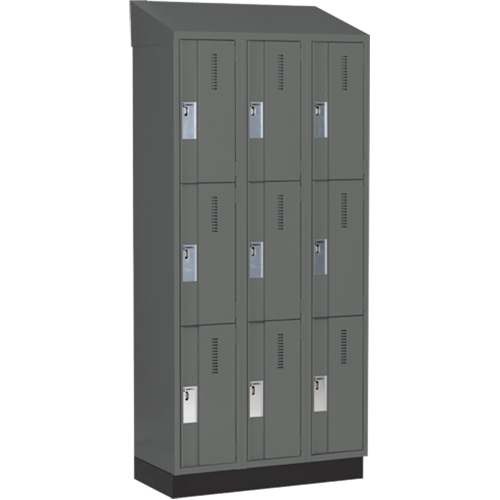 Concorde Heavy-Duty Lockers, 3 -tier, Bank of 3, 36" x 18" x 82", Steel, Charcoal, Welded (Assembled) Haskins Industrial Inc.