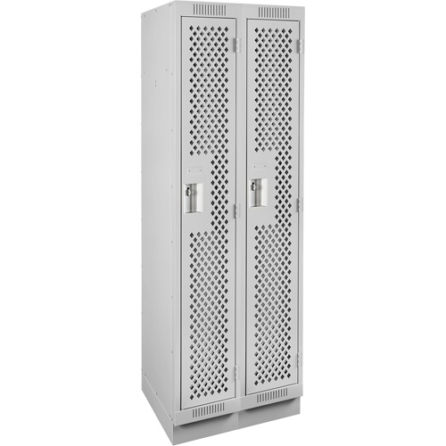 Clean Line Lockers, Bank of 2, 24" x 18" x 76", Steel, Grey, Rivet (Assembled), Perforated Haskins Industrial Inc.
