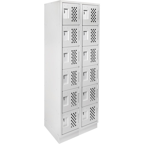 Clean-Line Perforated Lockerette, 6 -tier, Bank of 2, 12" x 72" x 12", Steel Haskins Industrial Inc.