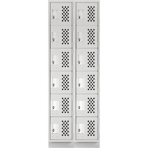 Clean-Line Perforated Lockerette, 6 -tier, Bank of 2, 12" x 72" x 12", Steel Haskins Industrial Inc.