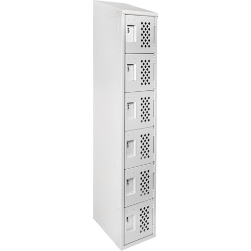 Assembled Lockerettes Clean Line Perforated Economy Lockers, 6 -tier, 18" x 72" x 12", Steel Haskins Industrial Inc.