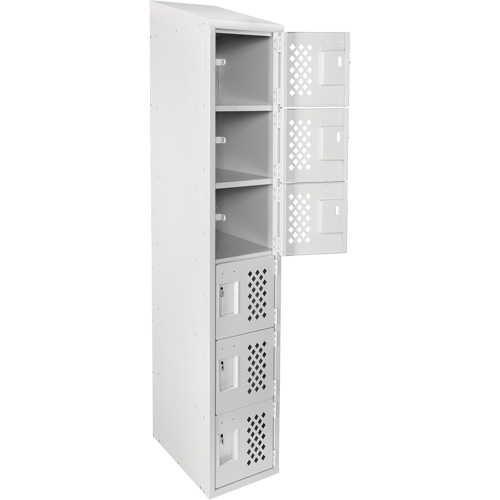 Assembled Lockerettes Clean Line Perforated Economy Lockers, 6 -tier, 18" x 72" x 12", Steel Haskins Industrial Inc.