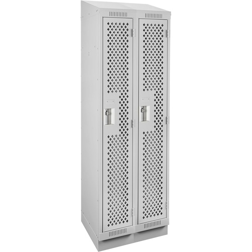 Clean Line Lockers, Bank of 2, 24" x 18" x 82", Steel, Grey, Rivet (Assembled), Perforated Haskins Industrial Inc.