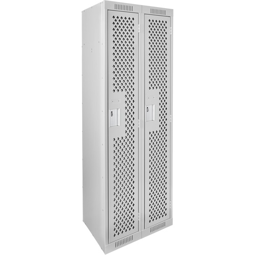 Clean Line Lockers, Bank of 2, 24" x 15" x 72", Steel, Grey, Rivet (Assembled), Perforated Haskins Industrial Inc.