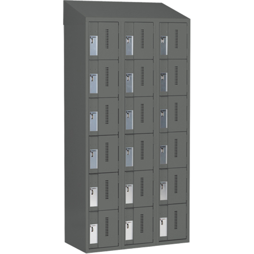 Concorde Heavy-Duty Lockers, 6 -tier, Bank of 3, 36" x 18" x 78", Steel, Charcoal, Welded (Assembled) Haskins Industrial Inc.