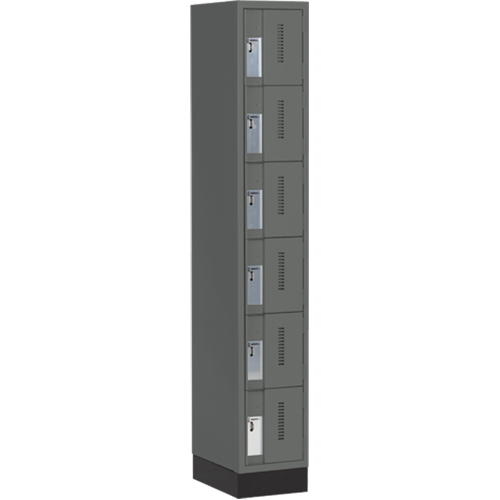 Concorde Heavy-Duty Lockers, 6 -tier, 12" x 18" x 76", Steel, Charcoal, Welded (Assembled) Haskins Industrial Inc.