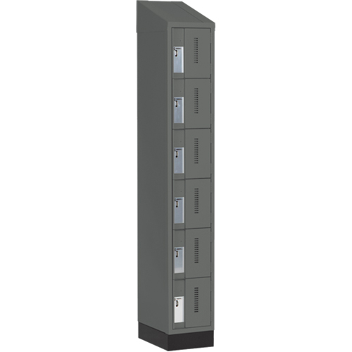 Concorde Heavy-Duty Lockers, 6 -tier, 12" x 18" x 82", Steel, Charcoal, Welded (Assembled) Haskins Industrial Inc.