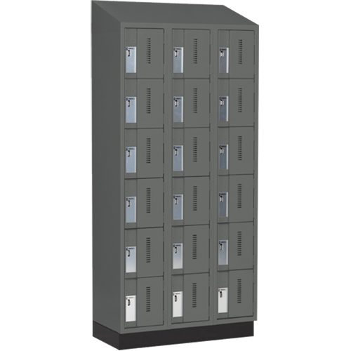 Concorde Heavy-Duty Lockers, 6 -tier, Bank of 3, 36" x 18" x 82", Steel, Charcoal, Welded (Assembled) Haskins Industrial Inc.