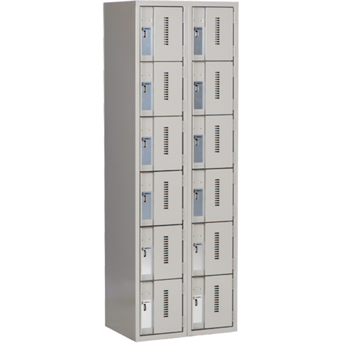 Concorde Heavy-Duty Lockers, 6 -tier, Bank of 2, 24" x 18" x 72", Steel, Grey, Welded (Assembled) Haskins Industrial Inc.