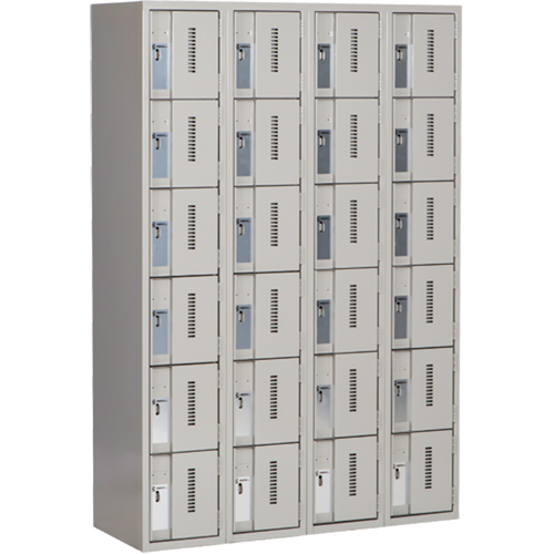 Concorde Heavy-Duty Lockers, 6 -tier, Bank of 4, 48" x 18" x 72", Steel, Grey, Welded (Assembled) Haskins Industrial Inc.