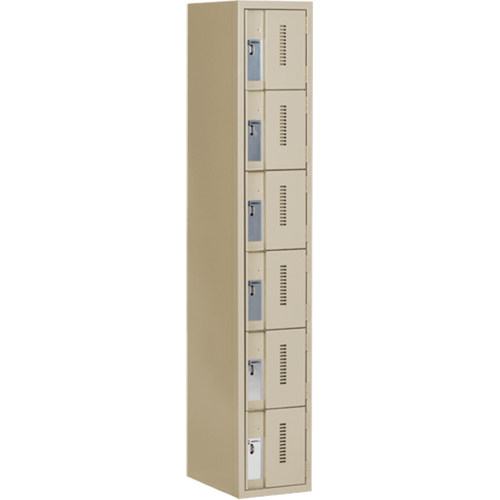 Concorde Heavy-Duty Lockers, 6 -tier, 12" x 18" x 72", Steel, Beige, Welded (Assembled) Haskins Industrial Inc.