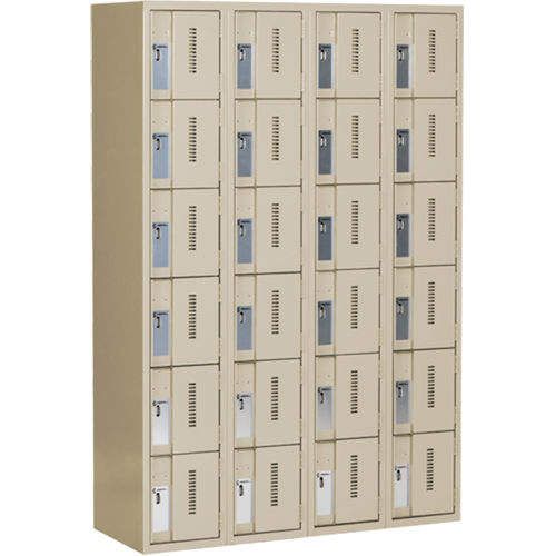 Concorde Heavy-Duty Lockers, 6 -tier, Bank of 4, 48" x 18" x 72", Steel, Beige, Welded (Assembled) Haskins Industrial Inc.
