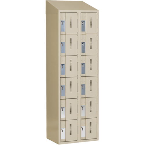 Concorde Heavy-Duty Lockers, 6 -tier, Bank of 2, 24" x 18" x 78", Steel, Beige, Welded (Assembled) Haskins Industrial Inc.