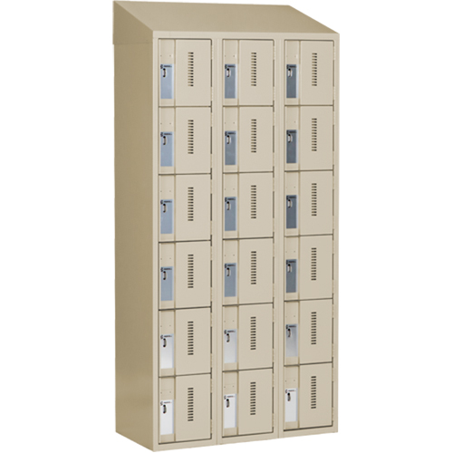Concorde Heavy-Duty Lockers, 6 -tier, Bank of 3, 36" x 18" x 78", Steel, Beige, Welded (Assembled) Haskins Industrial Inc.