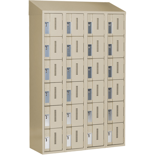 Concorde Heavy-Duty Lockers, 6 -tier, Bank of 4, 48" x 18" x 78", Steel, Beige, Welded (Assembled) Haskins Industrial Inc.