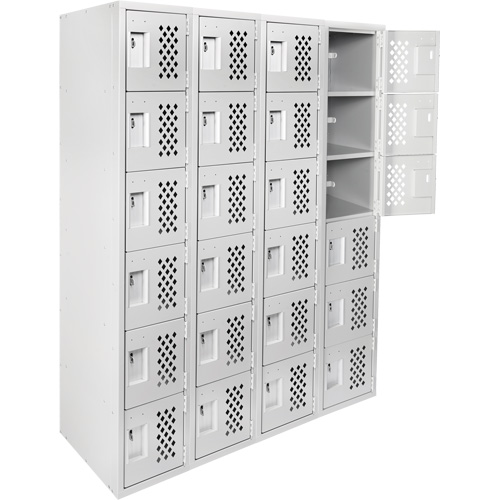 Clean Line Lockerettes, 6 -tier, Bank of 4, 18" x 72" x 12", Steel Haskins Industrial Inc.