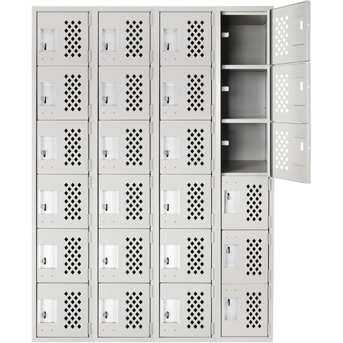 Clean Line Lockerettes, 6 -tier, Bank of 4, 18" x 72" x 12", Steel Haskins Industrial Inc.