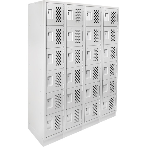 Assembled Clean Line Perforated Economy Lockers, 6 -tier, Bank of 4, 18" x 72" x 12", Steel Haskins Industrial Inc.