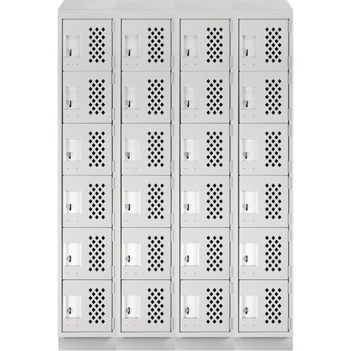 Assembled Clean Line Perforated Economy Lockers, 6 -tier, Bank of 4, 18" x 72" x 12", Steel Haskins Industrial Inc.