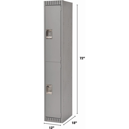Lockers, 2 -tier, 12" x 18" x 72", Steel, Grey, Rivet (Assembled) Haskins Industrial Inc.