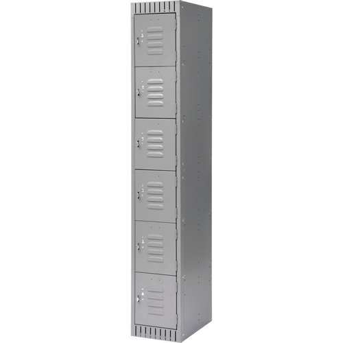 Lockers, 6 -tier, 12" x 18" x 72", Steel, Grey, Knocked Down Haskins Industrial Inc.