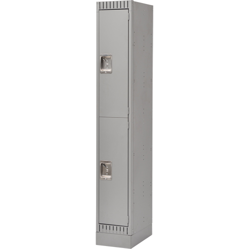 Assembled Lockers, 2 -tier, 12" x 18" x 72", Steel, Grey, Rivet (Assembled) Haskins Industrial Inc.
