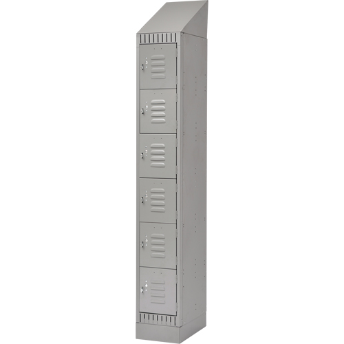 Lockers, 6 -tier, 12" x 18" x 86", Steel, Grey, Knocked Down Haskins Industrial Inc.