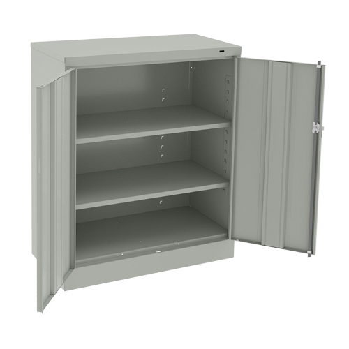 Counter High Cabinet, Steel, 2 Shelves, 42" H x 36" W x 18" D, Light Grey Haskins Industrial Inc.
