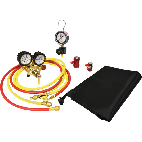 Ensemble pour test de fuite dazote pour climatisation automobile avec r&eacute;gulateur Haskins Industrial Inc.