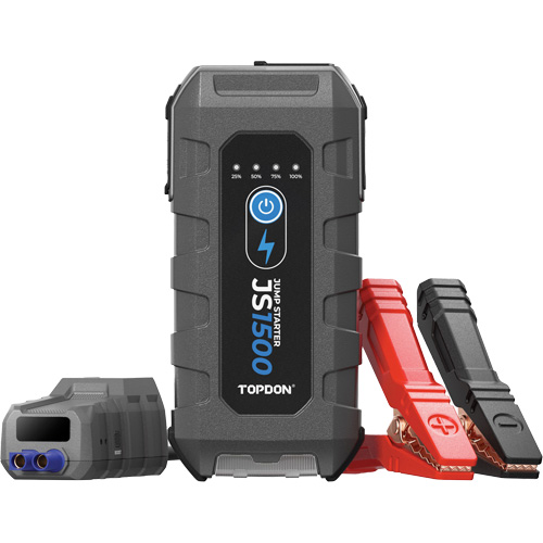 D&eacute;marreur d'appoint, survolteur, banque d'alimentation et lampe de poche JumpSurge1500 Haskins Industrial Inc.