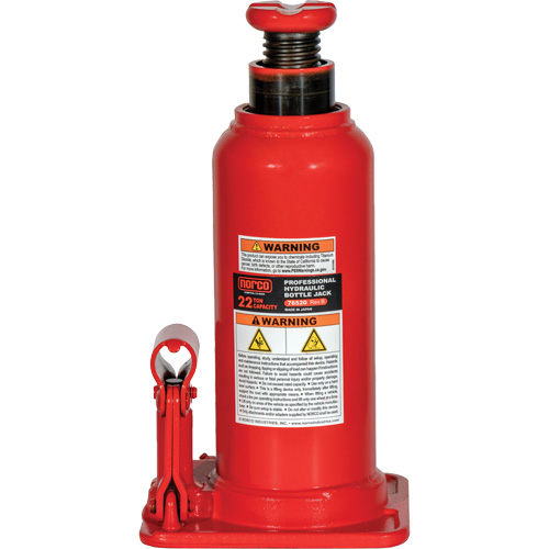 Professional Hydraulic Bottle Jack, 22 Ton(s), 20-49/250" Raised Height Haskins Industrial Inc.