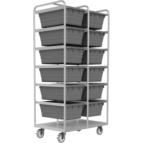 Mobile Tub Rack, Double-sided, 12 bins, 26" W x 36" D x 74" H Haskins Industrial Inc.
