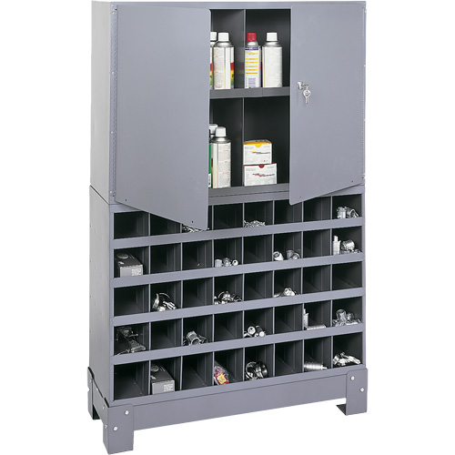 Modular Small Parts Storage Unit, Steel, 0 Drawers, 33-3/4" x 12-1/4" x 53-1/2", Grey Haskins Industrial Inc.
