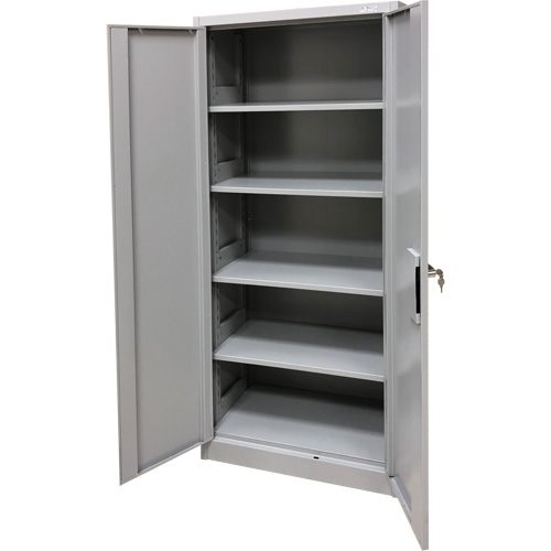 Armoire de rangement, Acier, 4 Tablettes, 66" h x 30" la x 15" P, Gris Haskins Industrial Inc.