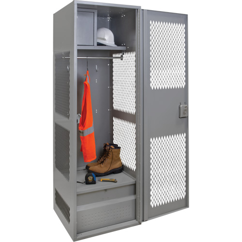 Gear Locker with Door, Steel, 24" W x 24" D x 72" H, Grey Haskins Industrial Inc.