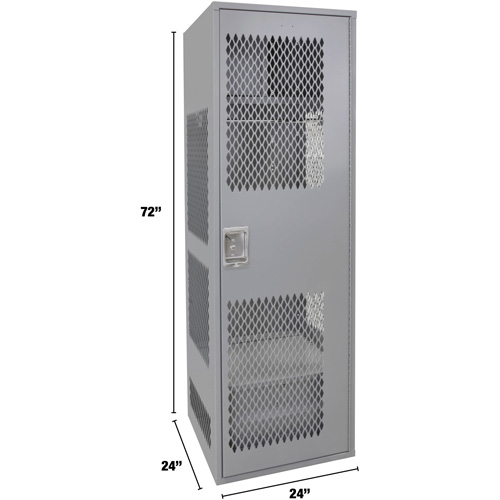 Gear Locker with Door, Steel, 24" W x 24" D x 72" H, Grey Haskins Industrial Inc.