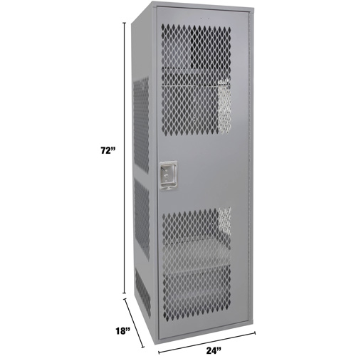 Casier pour &eacute;quipement avec porte, Acier, 24" la x 18" p x 72" h, Gris Haskins Industrial Inc.
