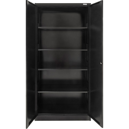 Hi-Boy Storage Cabinet, Steel, 4 Shelves, 72" H x 36" W x 18" D, Black Haskins Industrial Inc.