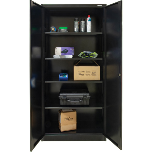 Hi-Boy Storage Cabinet, Steel, 4 Shelves, 72" H x 36" W x 18" D, Black Haskins Industrial Inc.