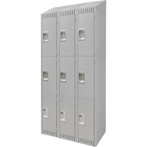 Casiers, 3 niveaux, Bloc de 3, 36" x 18" x 82", Acier, Gris, D&eacute;mont&eacute; Haskins Industrial Inc.