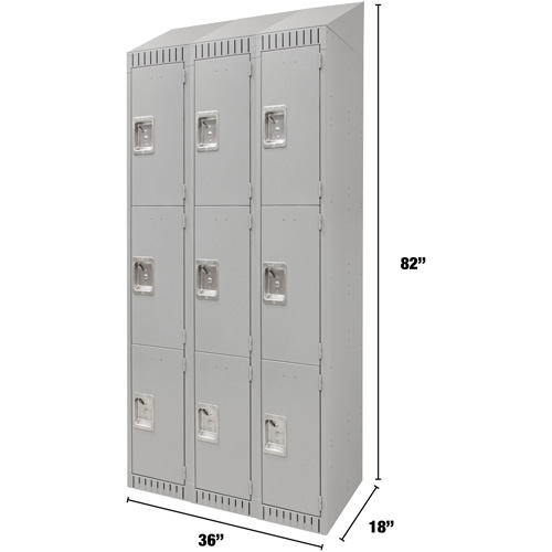 Casiers, 3 niveaux, Bloc de 3, 36" x 18" x 82", Acier, Gris, D&eacute;mont&eacute; Haskins Industrial Inc.