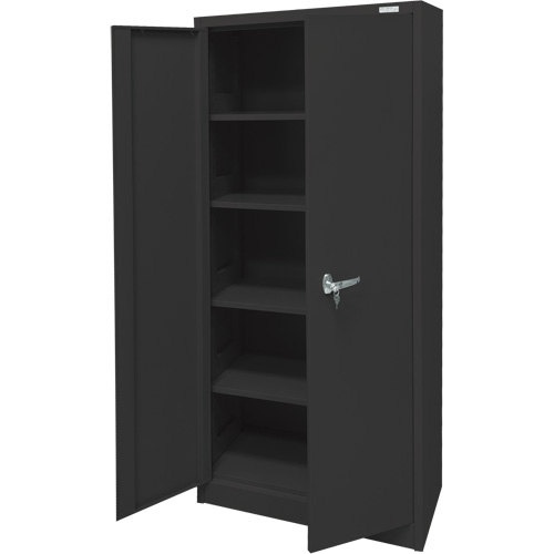 Armoire d'entreposage, Acier, 4 Tablettes, 66" h x 30" la x 15" P, Noir Haskins Industrial Inc.
